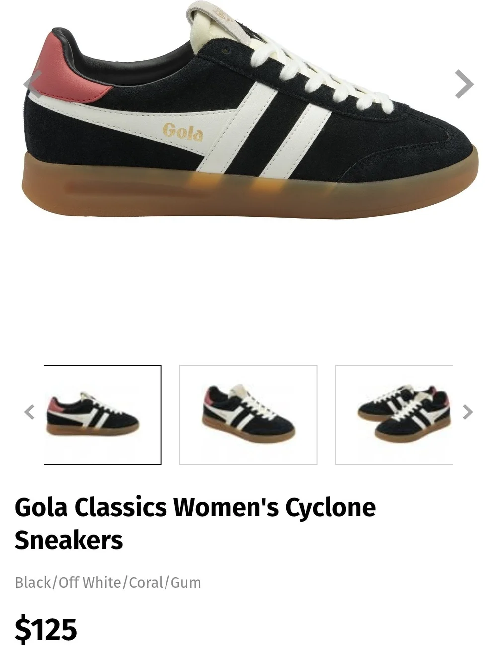 NWOT Gola Cyclone Women's Sneakers Size 10 Black White And Pink